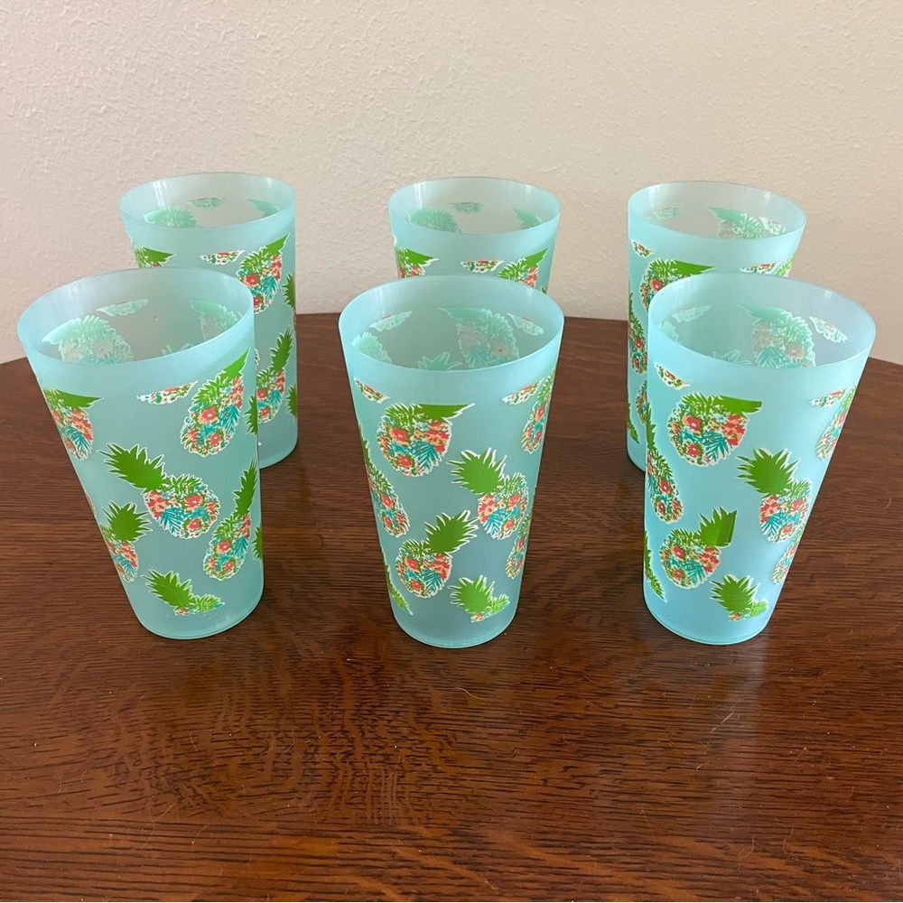 Sigrid Olsen Plastic Cups Pineapples Set of 6
